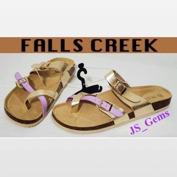 Falls Creek Gold and Purple Sandals - Picture 1 of 14
